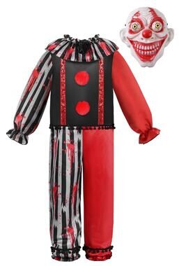 NEW ReliBeauty Killer Clown Costume for Kids with Clown Mask SZ 7/8